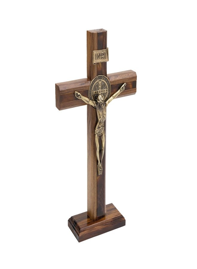 Intercession Saint Benedict Standing Crucifix Cross (Antique Gold) - Image 2